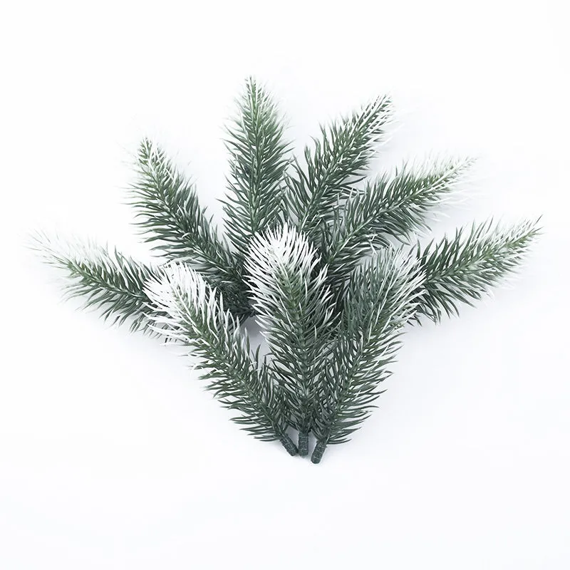 10/20pcs Christmas Wreath Material Artificial Plants Wedding Decorative Flowers Home Decor Plastic Pine Needle Snowflake