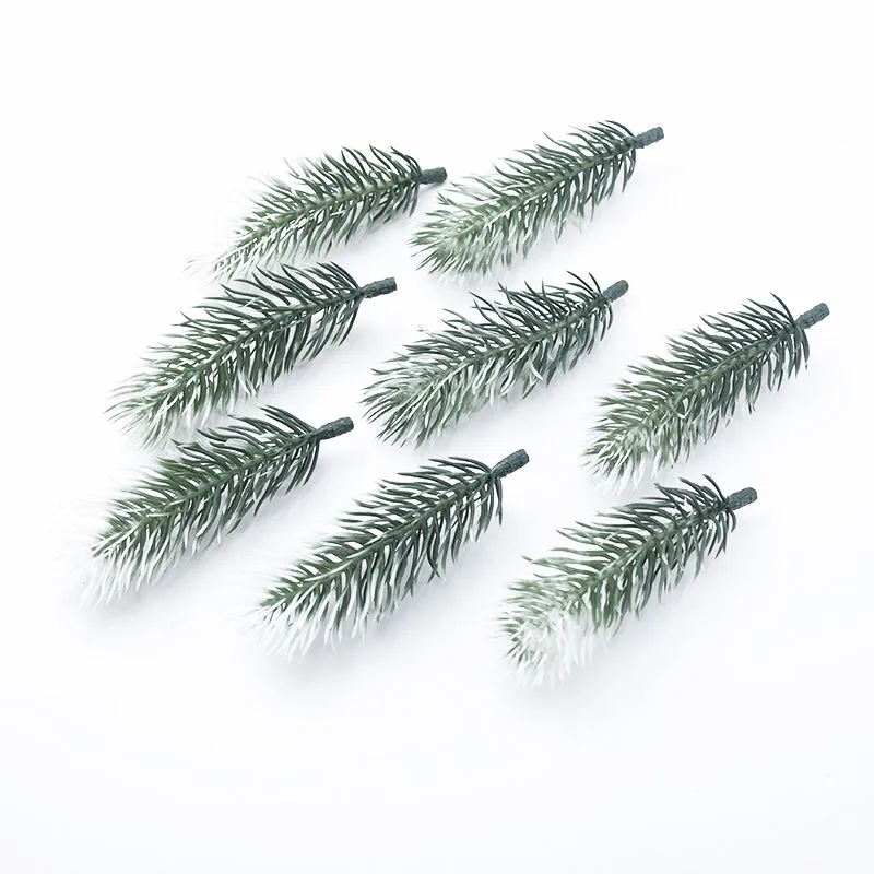 10/20pcs Christmas Wreath Material Artificial Plants Wedding Decorative Flowers Home Decor Plastic Pine Needle Snowflake