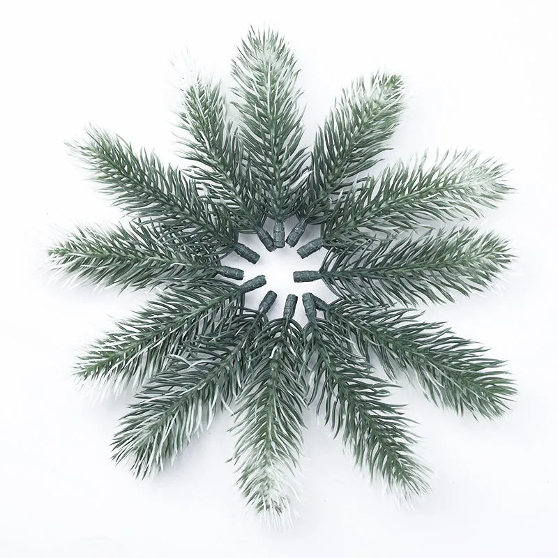 10/20pcs Christmas Wreath Material Artificial Plants Wedding Decorative Flowers Home Decor Plastic Pine Needle Snowflake