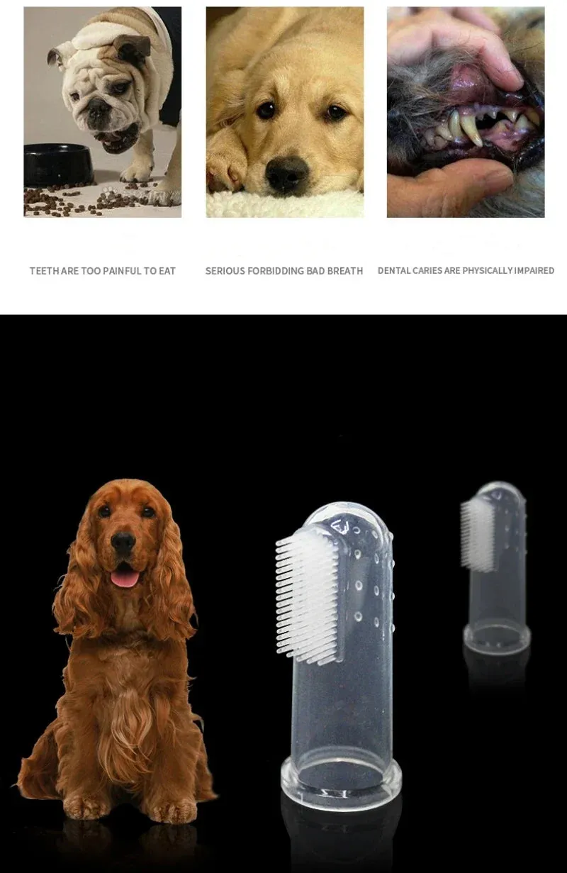 2pcs Pet Silicone Finger Cots Toothbrush Cats Dogs Brushing Dog Accessories Pet Teeth Oral Cleaning Products in Addition Perros