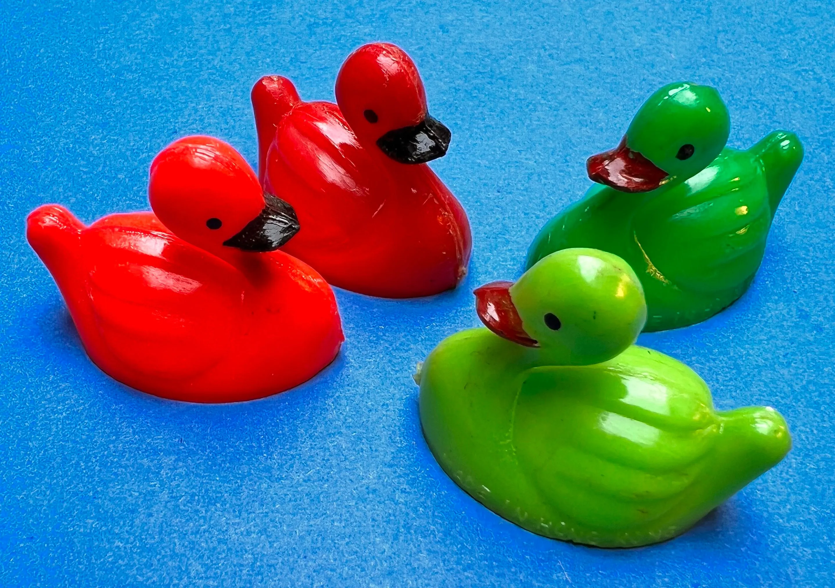 4 Cheeky Vintage Plastic Duck Rattles... They take NO Nonsense...