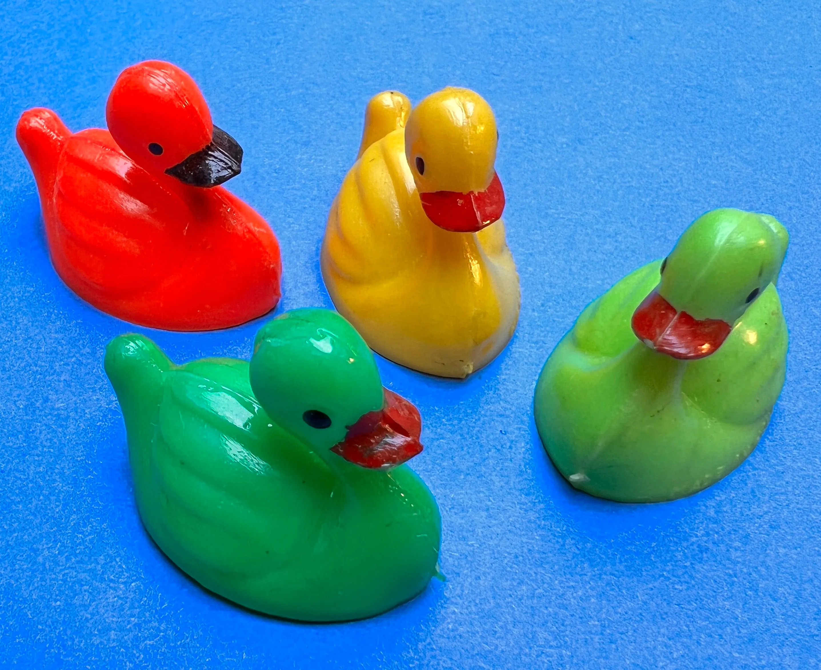 4 Cheeky Vintage Plastic Duck Rattles... They take NO Nonsense...