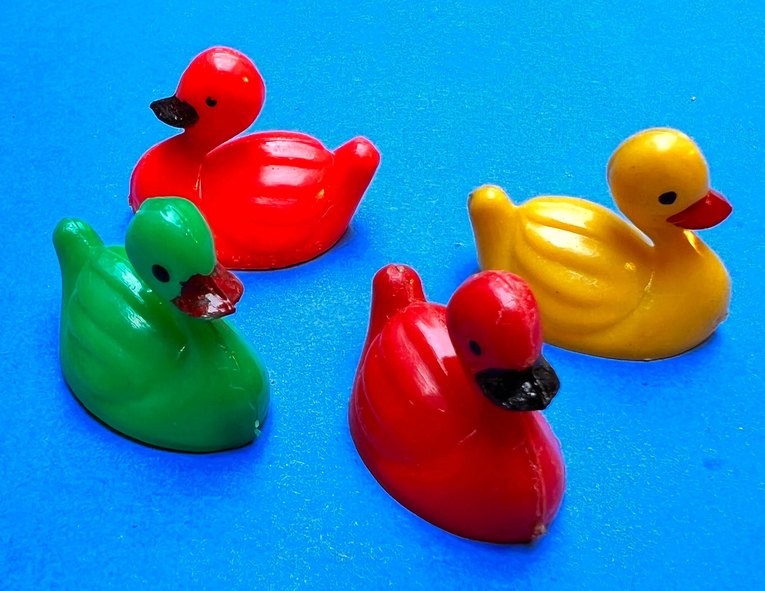 4 Cheeky Vintage Plastic Duck Rattles... They take NO Nonsense...