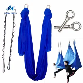 5meter 1set Deluxe Aerial Flying Anti-gravity Yoga Hammock Swing  Yoga  1 pair carabiner  1 pair daisy chain 1pair ring mount