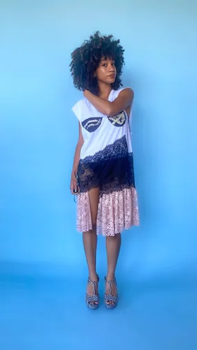 Acid Cat Bra Vibe Tee Lace Dress, sz. L-2XL