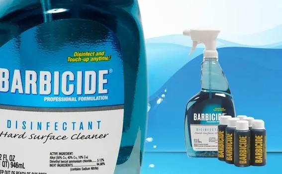 Barbicide Disinfectant Solution Bullet Size 6 x 20z with Spray Bottle