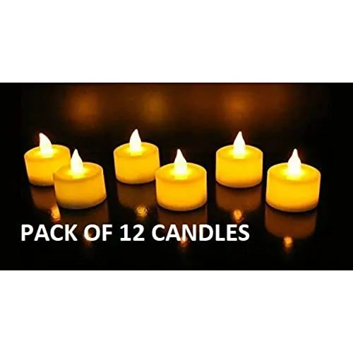 Be Fashionholic Acrylic Flameless & Smokeless Decorative Candles Led Tea Light Candle Perfect for Gifts, Home, Room, Birthday, Anniversary Decorative Candles, Yellow, 2 cm (Pack of 24)