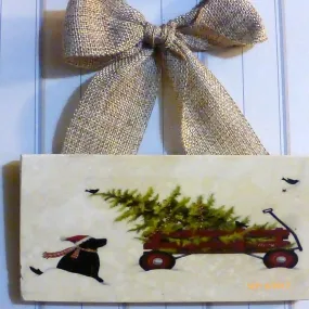 Black lab art, Christmas tile sign, Christmas decoration
