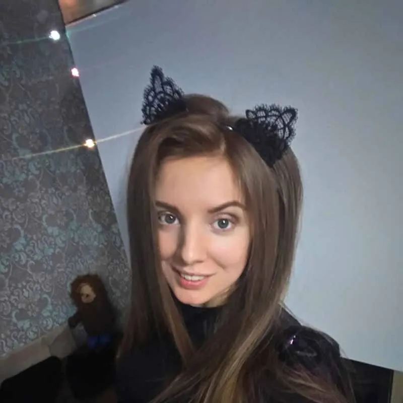 Black Lace Cat Ears, Cat Ear Headband, Girls, Women