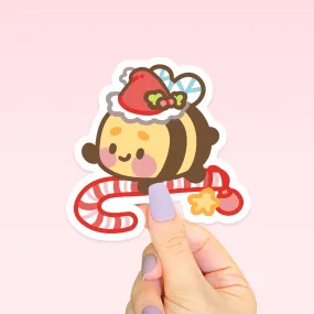 Bumblebutt Candy Cane Die-Cut Sticker | Festive Christmas Holiday Decal