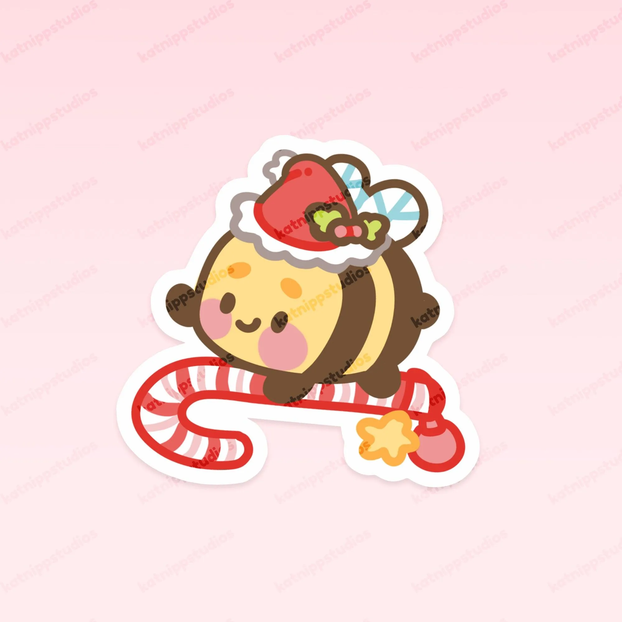 Bumblebutt Candy Cane Die-Cut Sticker | Festive Christmas Holiday Decal