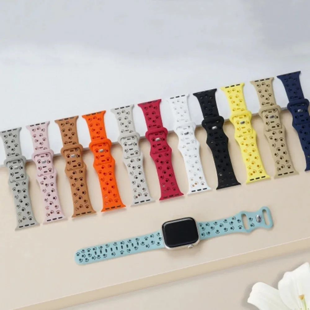 Cat Paw Print Silicone Strap for Apple Watch