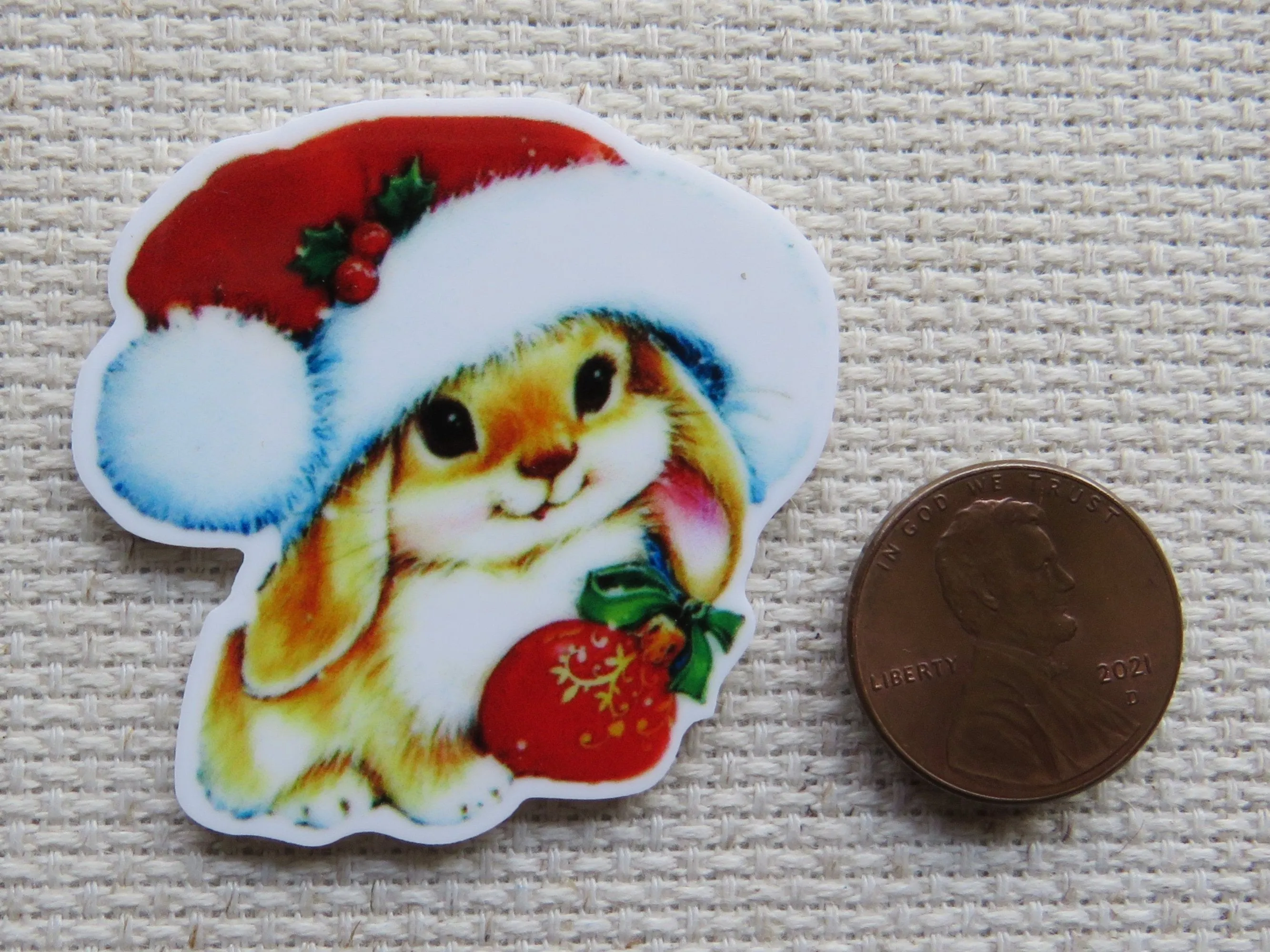 Christmas Bunny Needle Minder, Cover Minder, Magnet