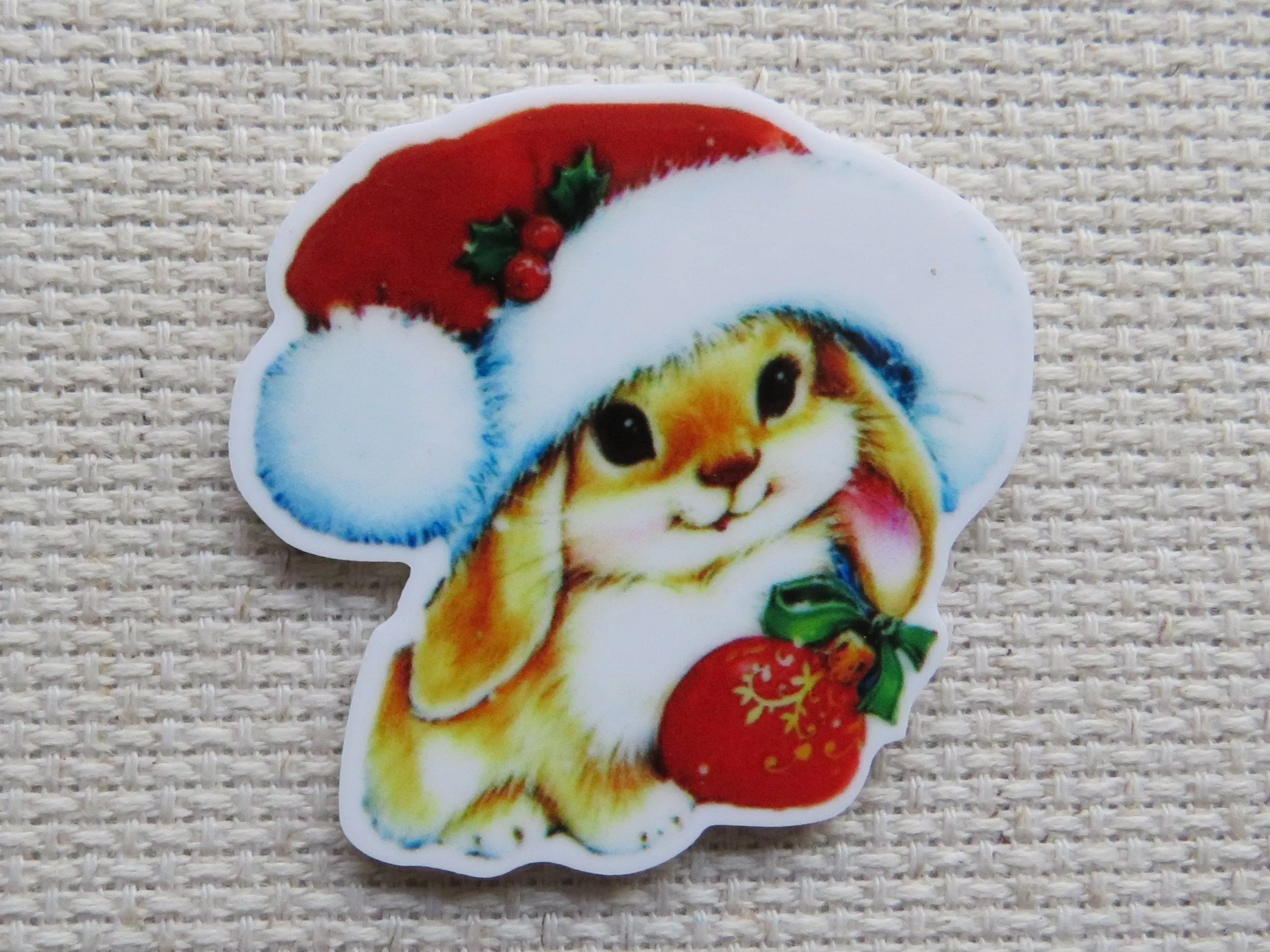 Christmas Bunny Needle Minder, Cover Minder, Magnet