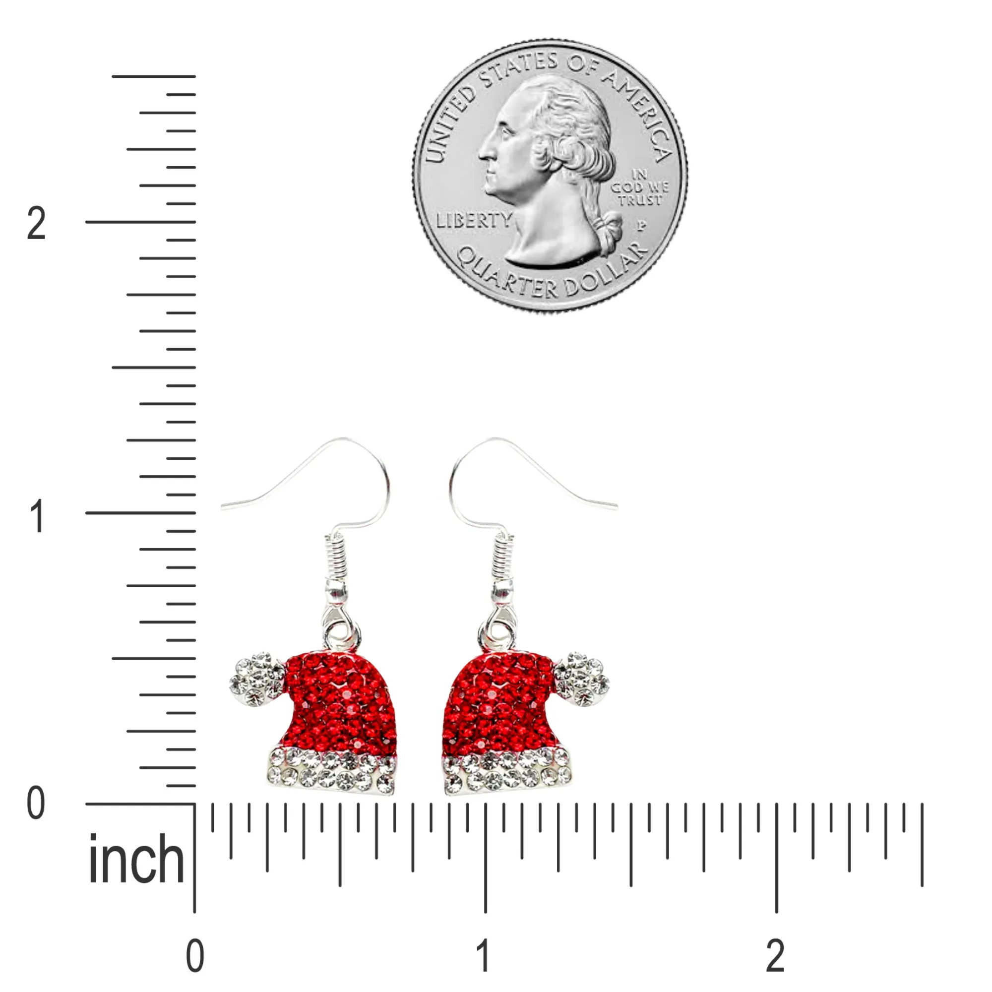 Christmas Jewelry Crystal Rhinestone Hat Dangle Charm Earrings E1230 Red