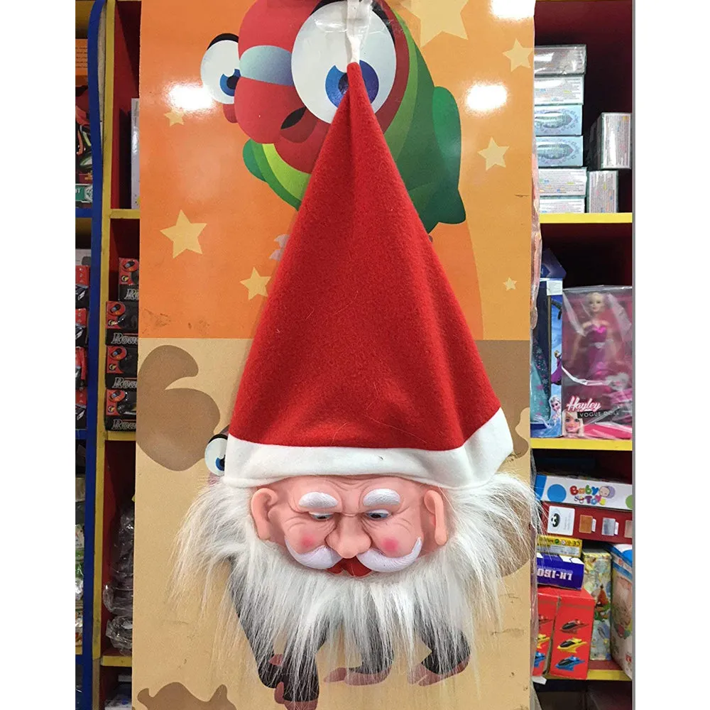 Christmas Santa Festival Mask with Red Santa Hat and Beard Overhead