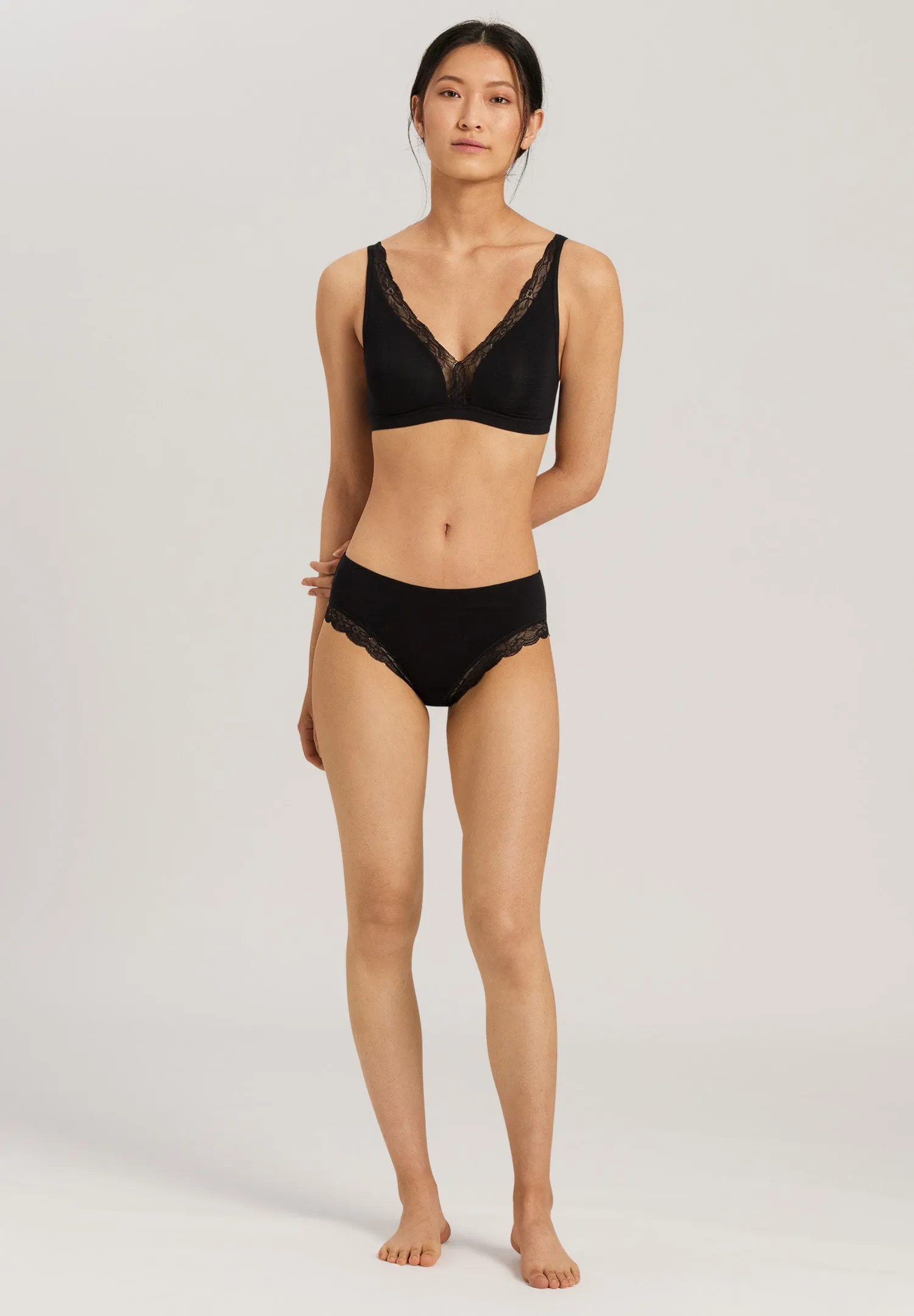 Cotton Lace Lace-Trim Soft Cup Bra | Black 72431-019