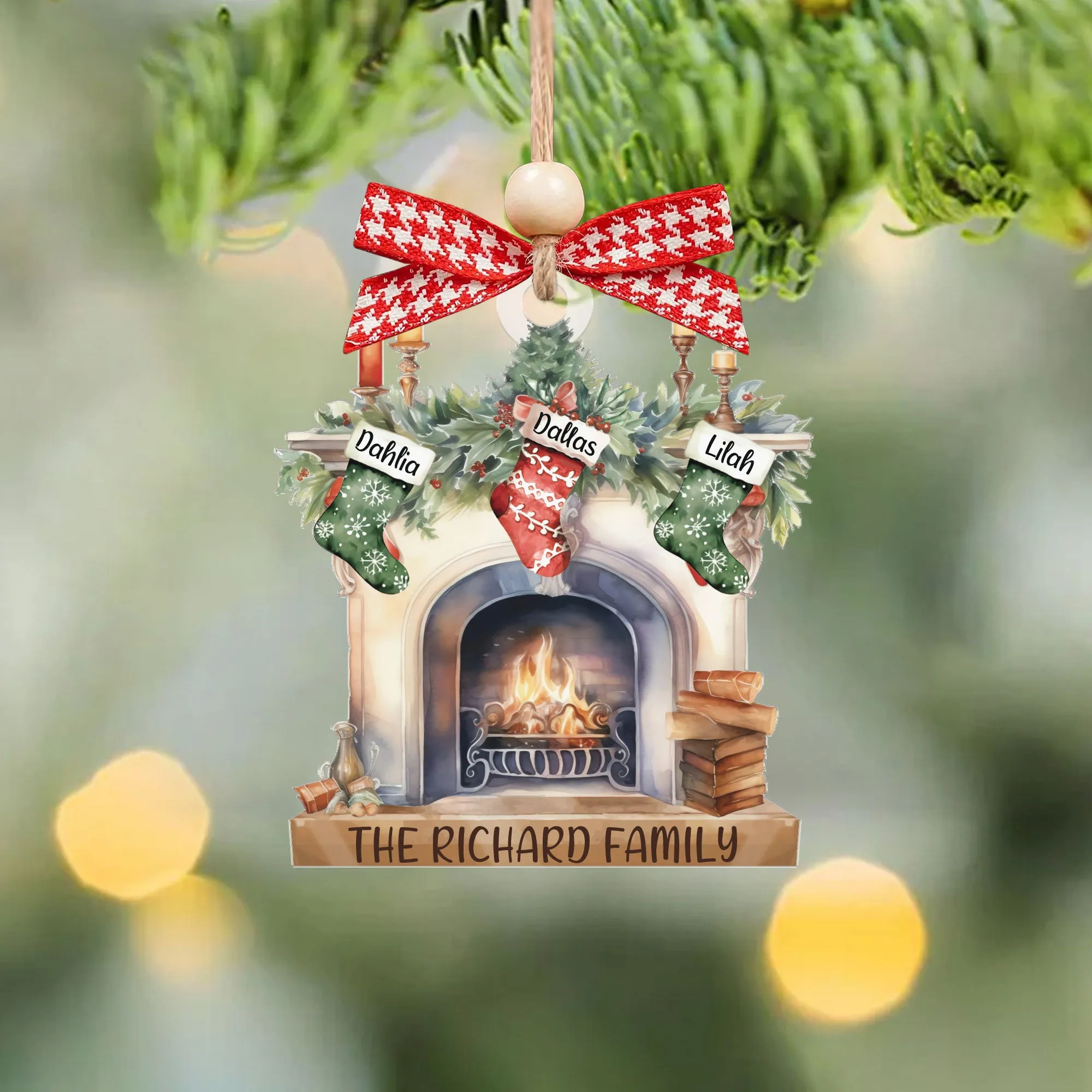 Custom Pet Family Christmas Ornaments, Flat Acrylic Family Ornament With Pets CF265
