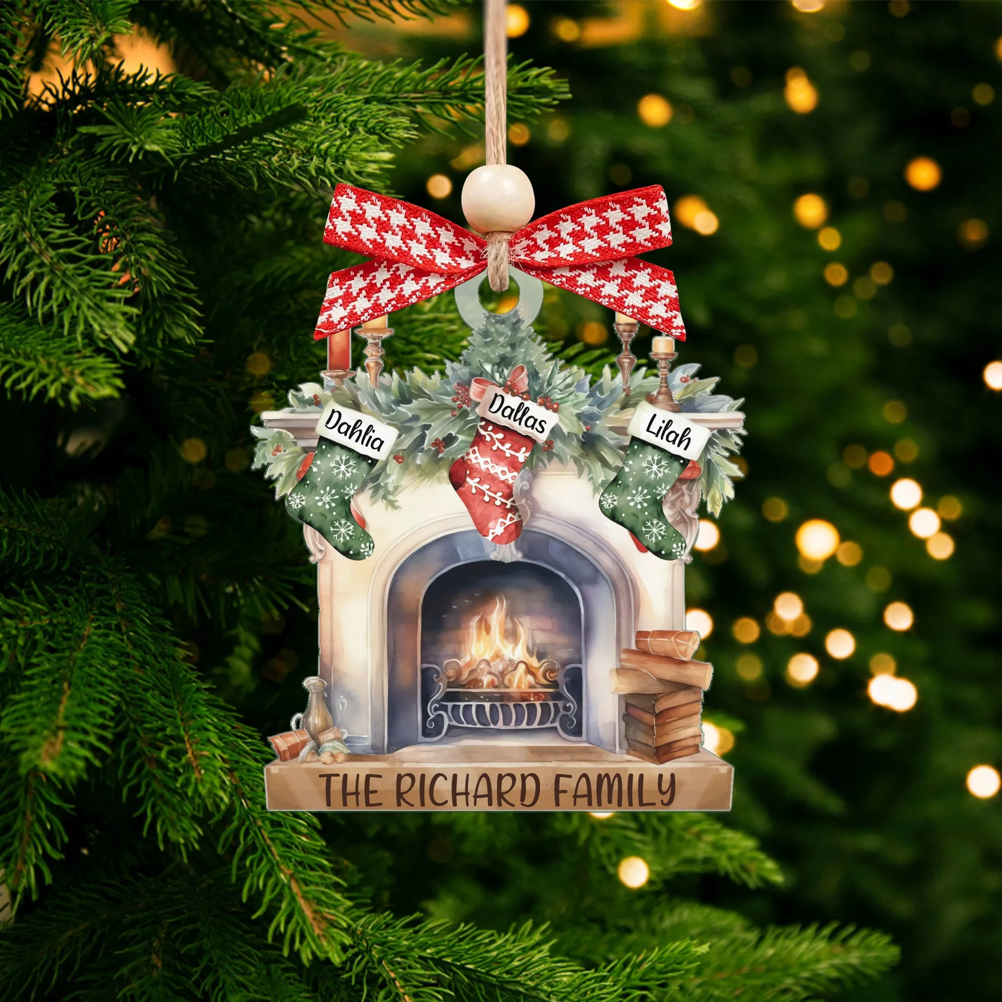 Custom Pet Family Christmas Ornaments, Flat Acrylic Family Ornament With Pets CF265