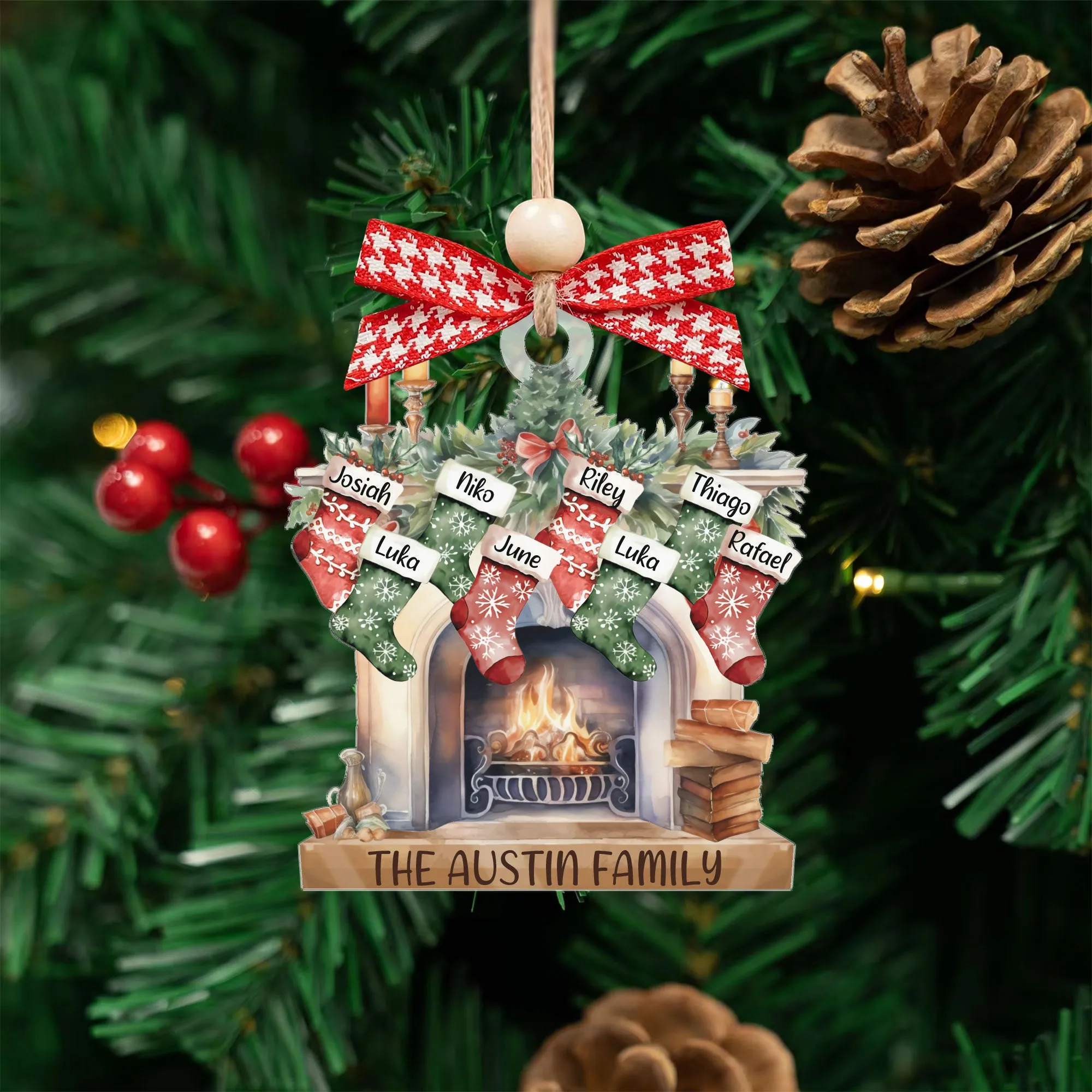 Custom Pet Family Christmas Ornaments, Flat Acrylic Family Ornament With Pets CF265