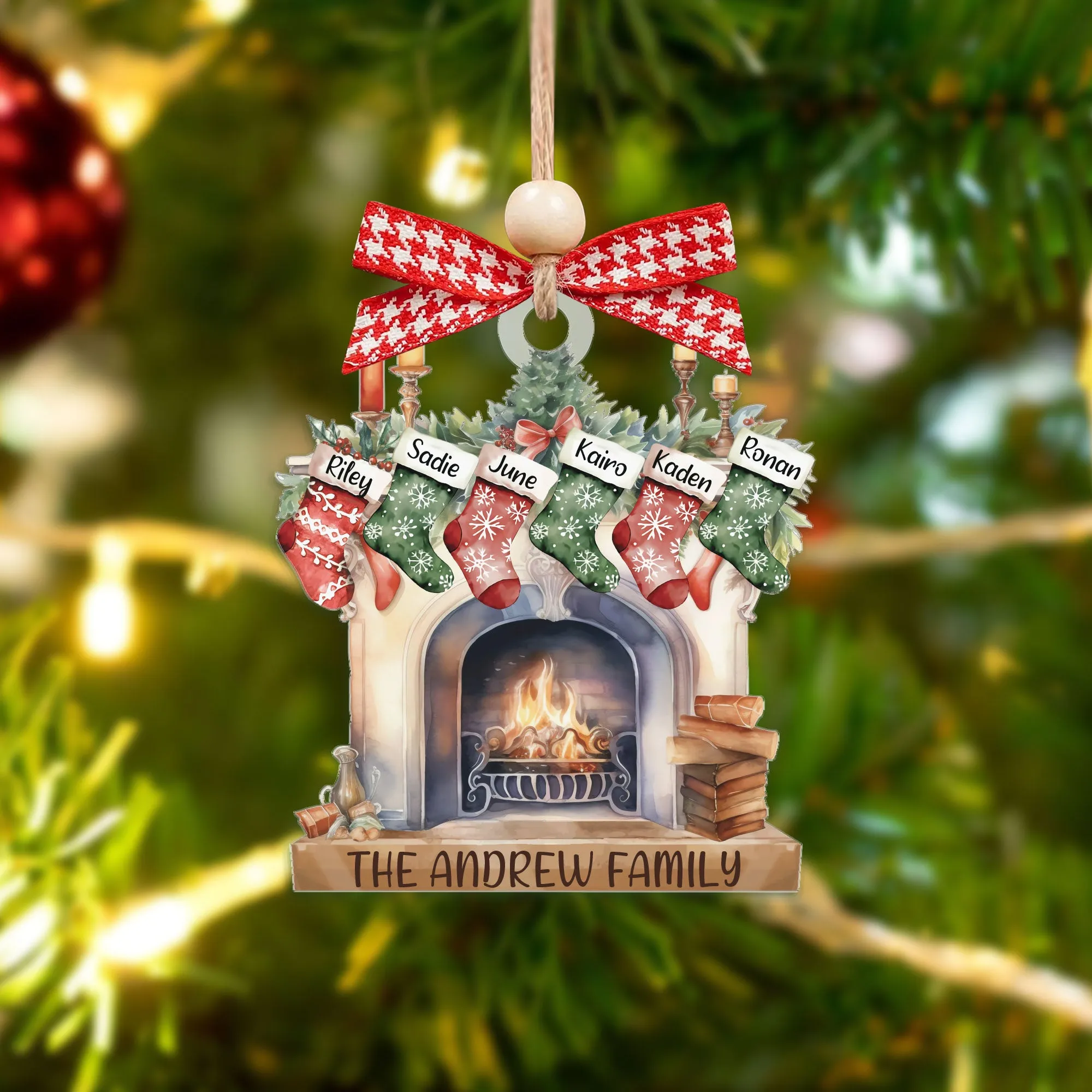 Custom Pet Family Christmas Ornaments, Flat Acrylic Family Ornament With Pets CF265