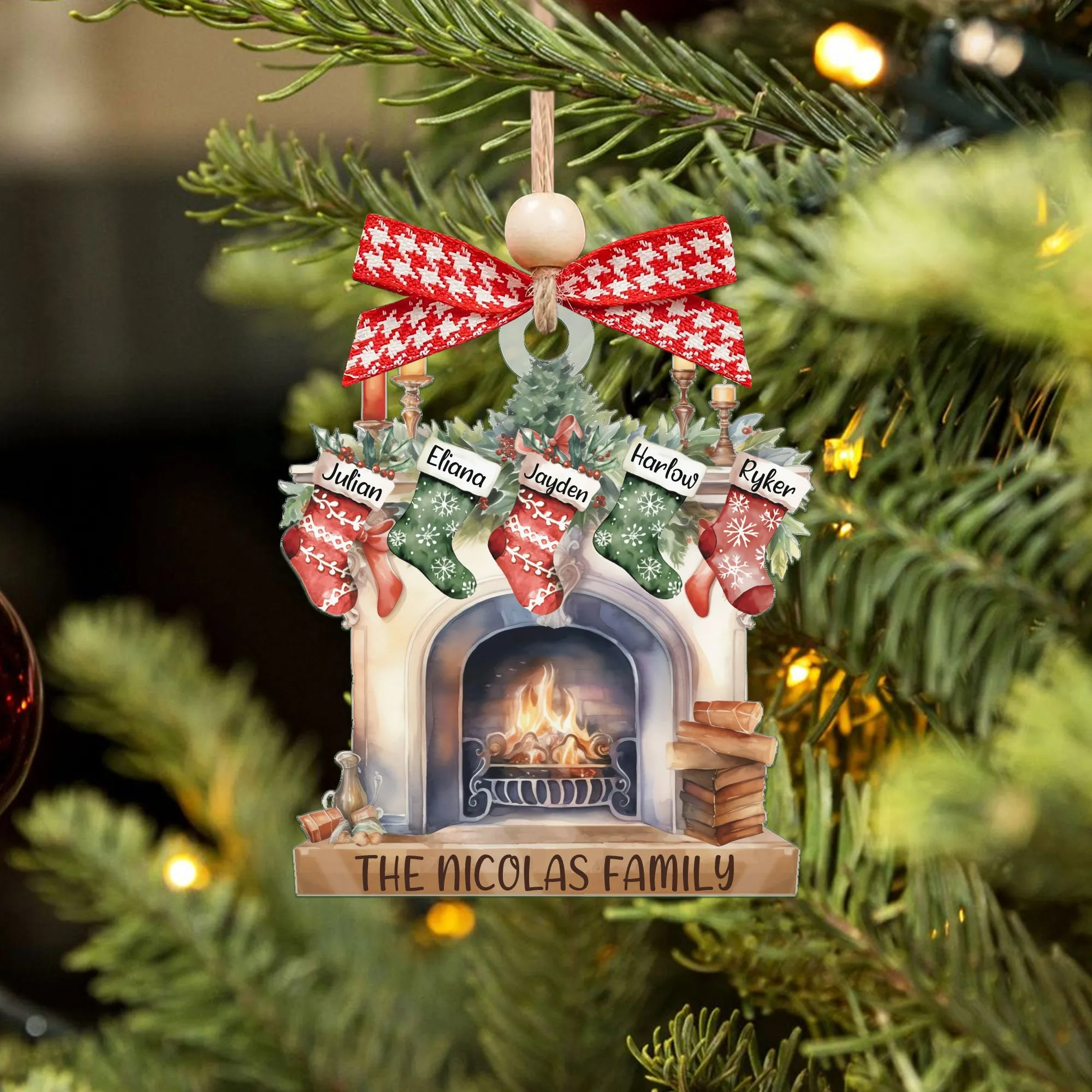 Custom Pet Family Christmas Ornaments, Flat Acrylic Family Ornament With Pets CF265