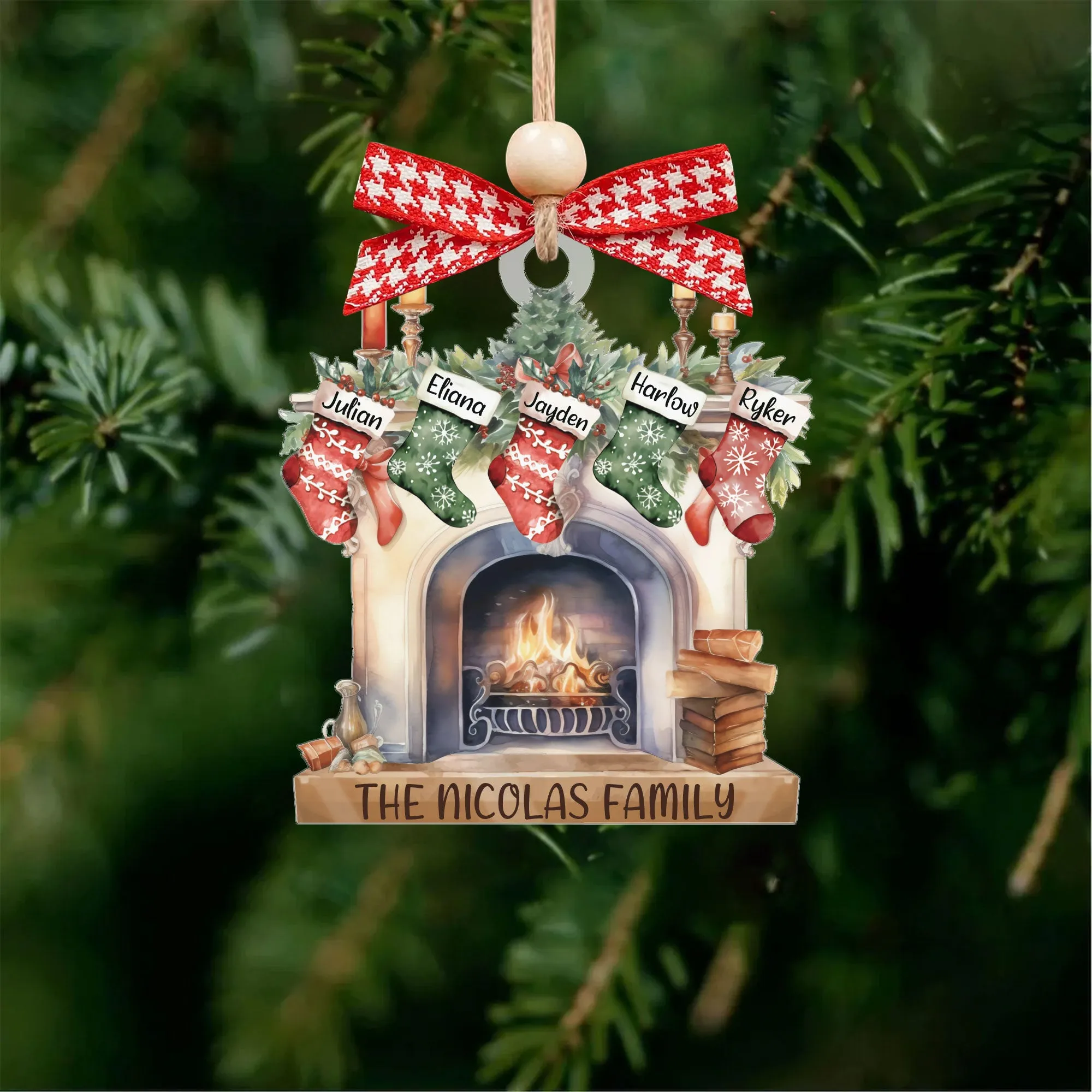 Custom Pet Family Christmas Ornaments, Flat Acrylic Family Ornament With Pets CF265