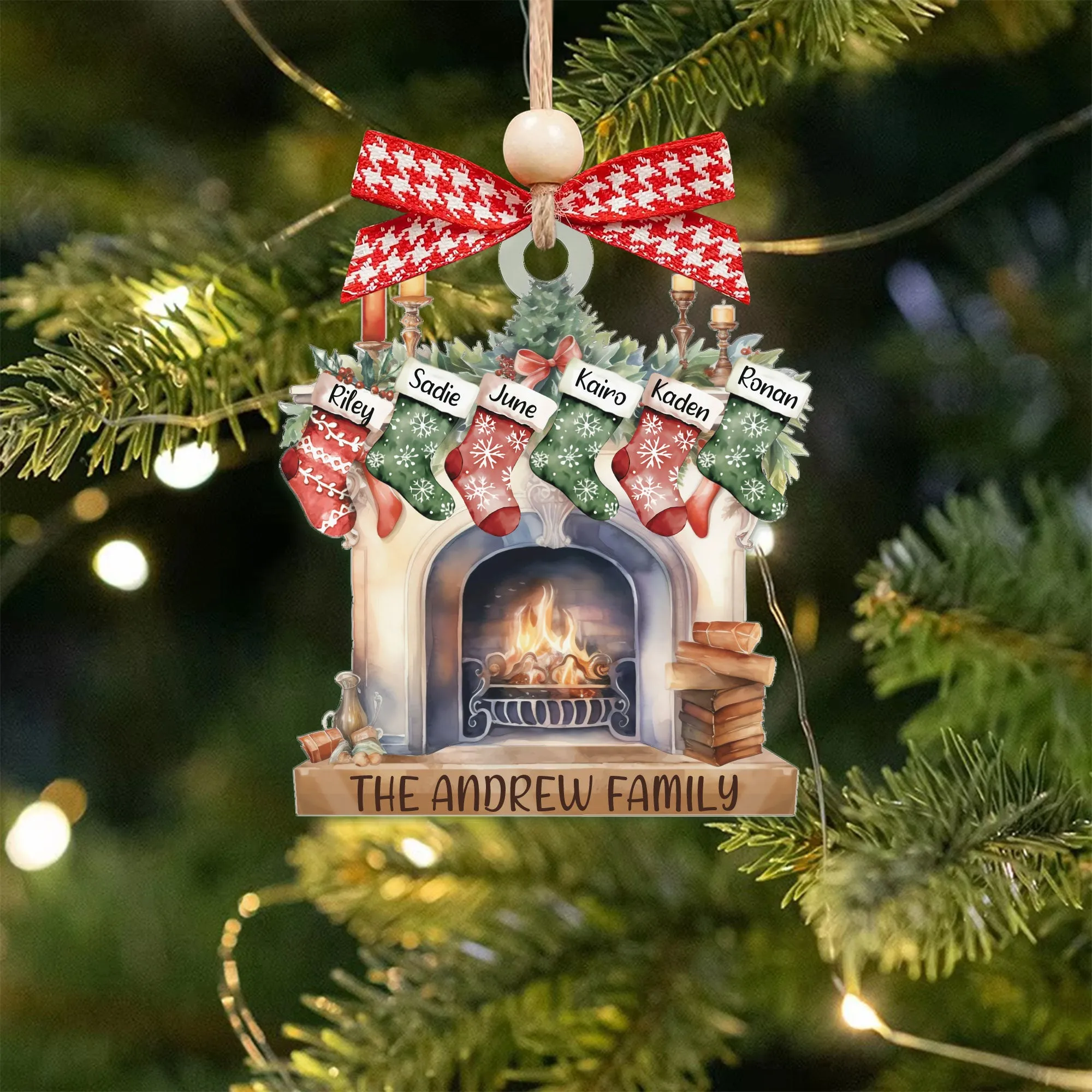Custom Pet Family Christmas Ornaments, Flat Acrylic Family Ornament With Pets CF265