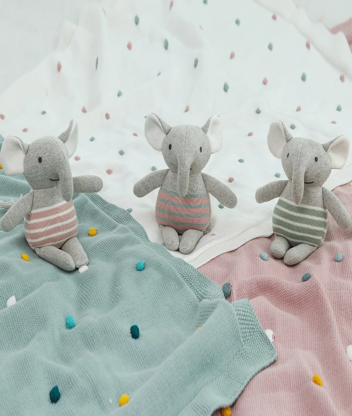 Cute as a Button Gift Bundle- (Set of 2 - Blanket & Elephant Rattle) in Duck Egg Color