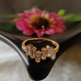 CZ Gold Plated Baguette Finger Ring