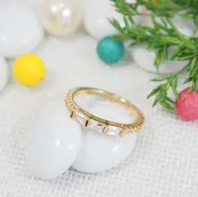 CZ Gold Plated Baguette Stackable Finger Ring