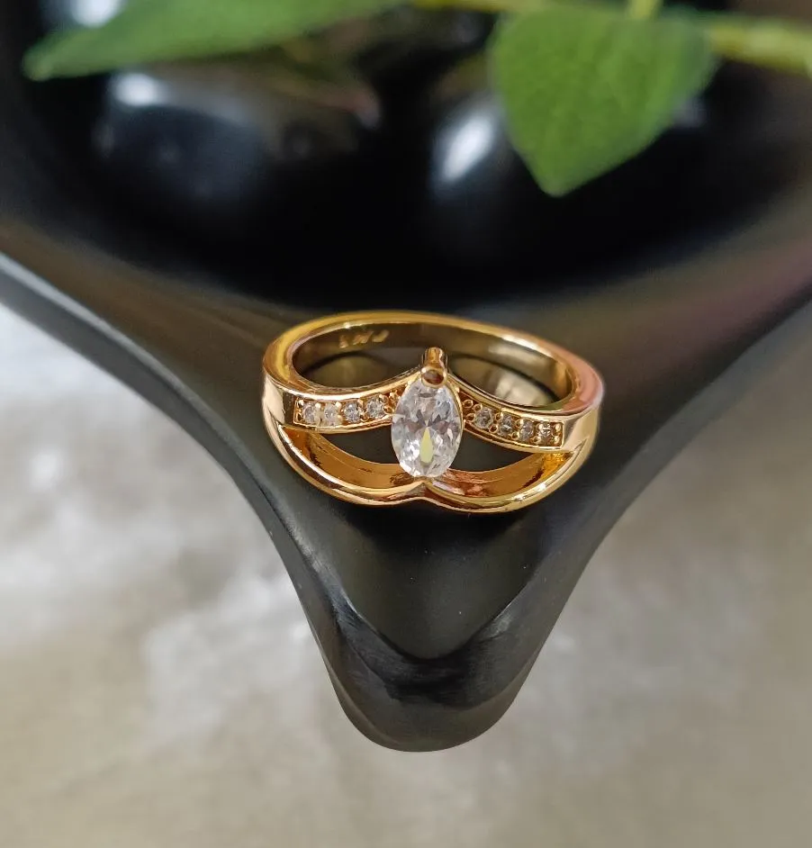 CZ Gold Plated Crown Finger Ring