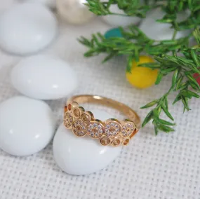 CZ Gold Plated Half Bezel Set Stone Finger Ring