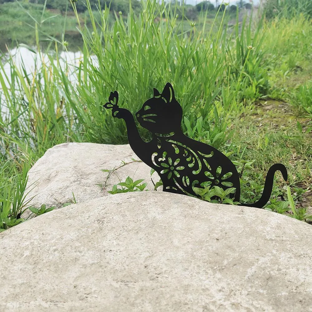 Garden Ornaments Cat & Butterfly Statue