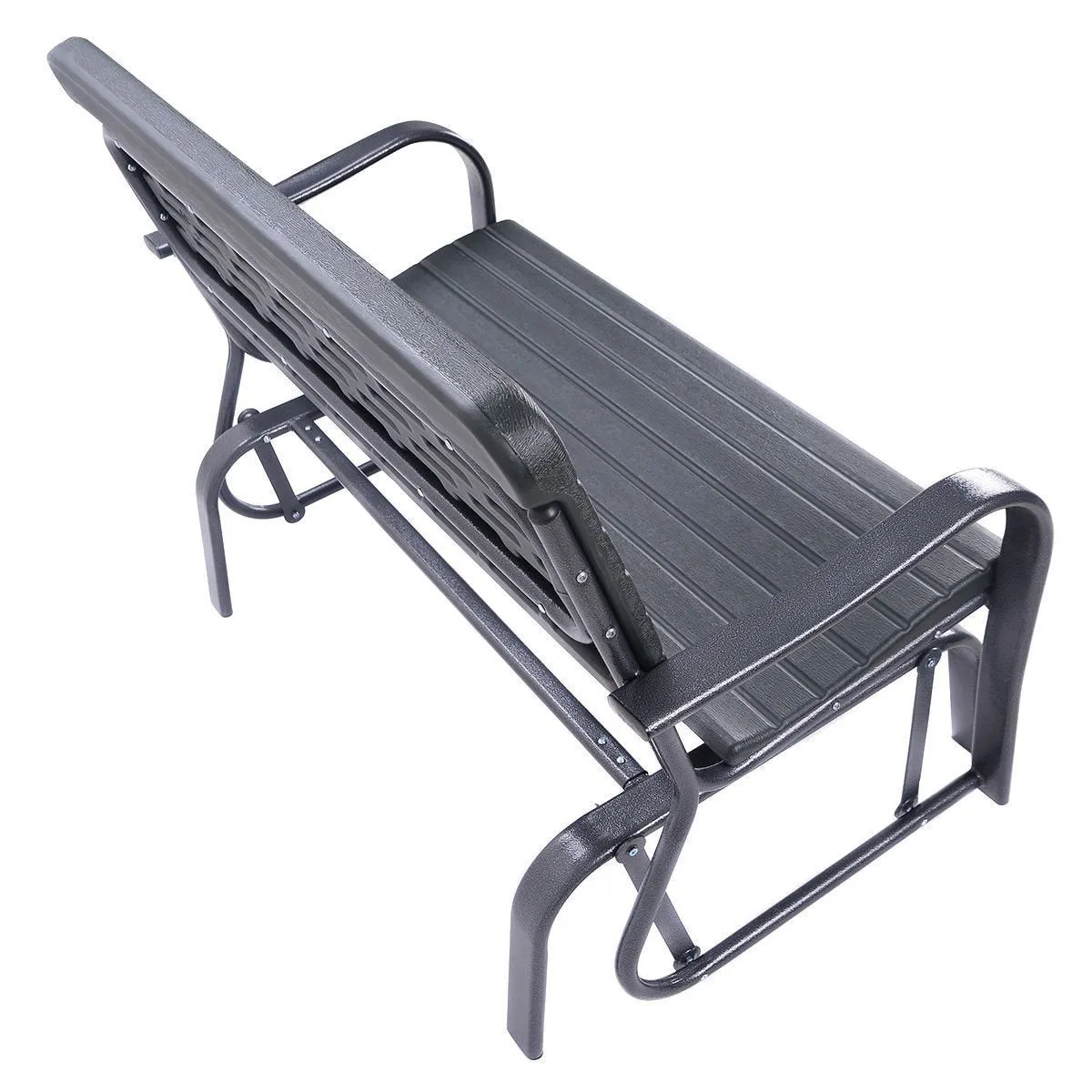 Giantex Swing Glider Porch Chair Steel, Patio Loveseat Bench for 2 Person, Rocking Glider Bench Seating
