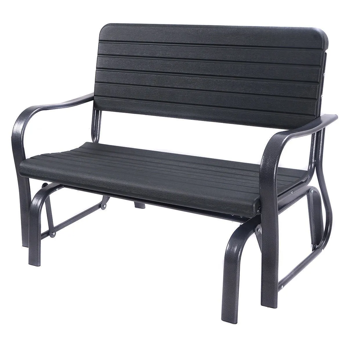 Giantex Swing Glider Porch Chair Steel, Patio Loveseat Bench for 2 Person, Rocking Glider Bench Seating