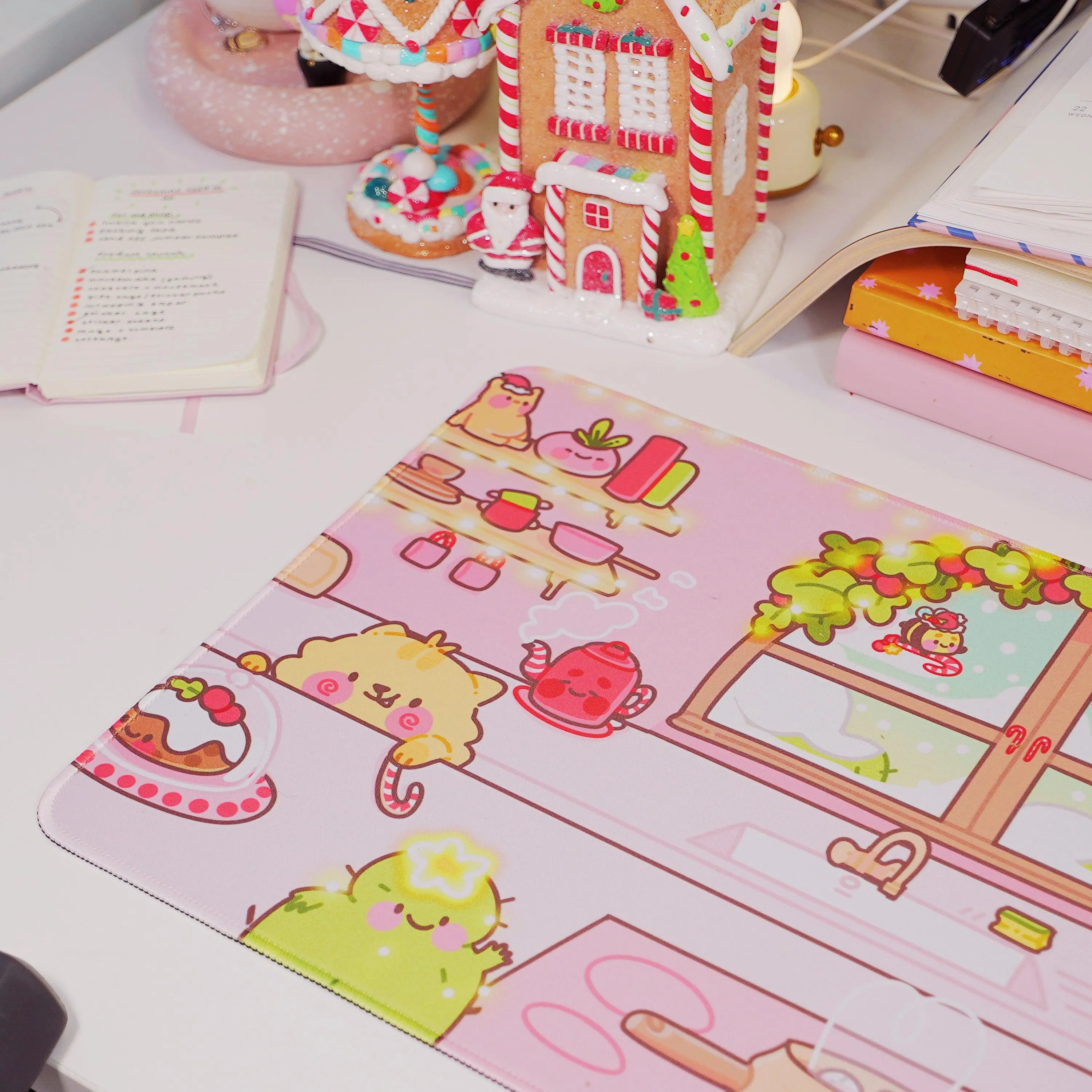 Gingerbread Christmas Desk Mat | Gingie & Spice Festive Mouse Pad | Holiday Desk Decor | Katnipp Studios Desk Mat