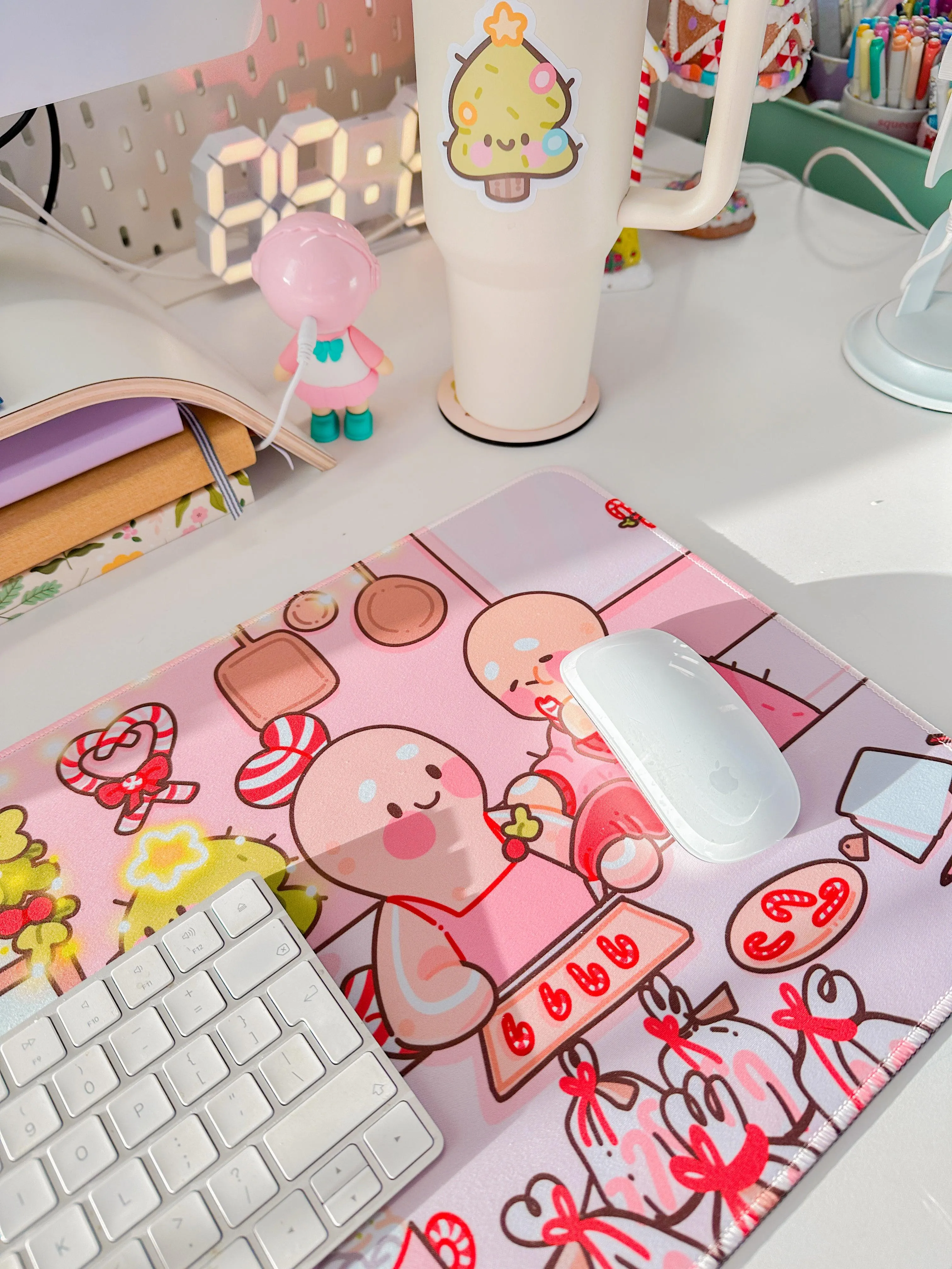 Gingerbread Christmas Desk Mat | Gingie & Spice Festive Mouse Pad | Holiday Desk Decor | Katnipp Studios Desk Mat