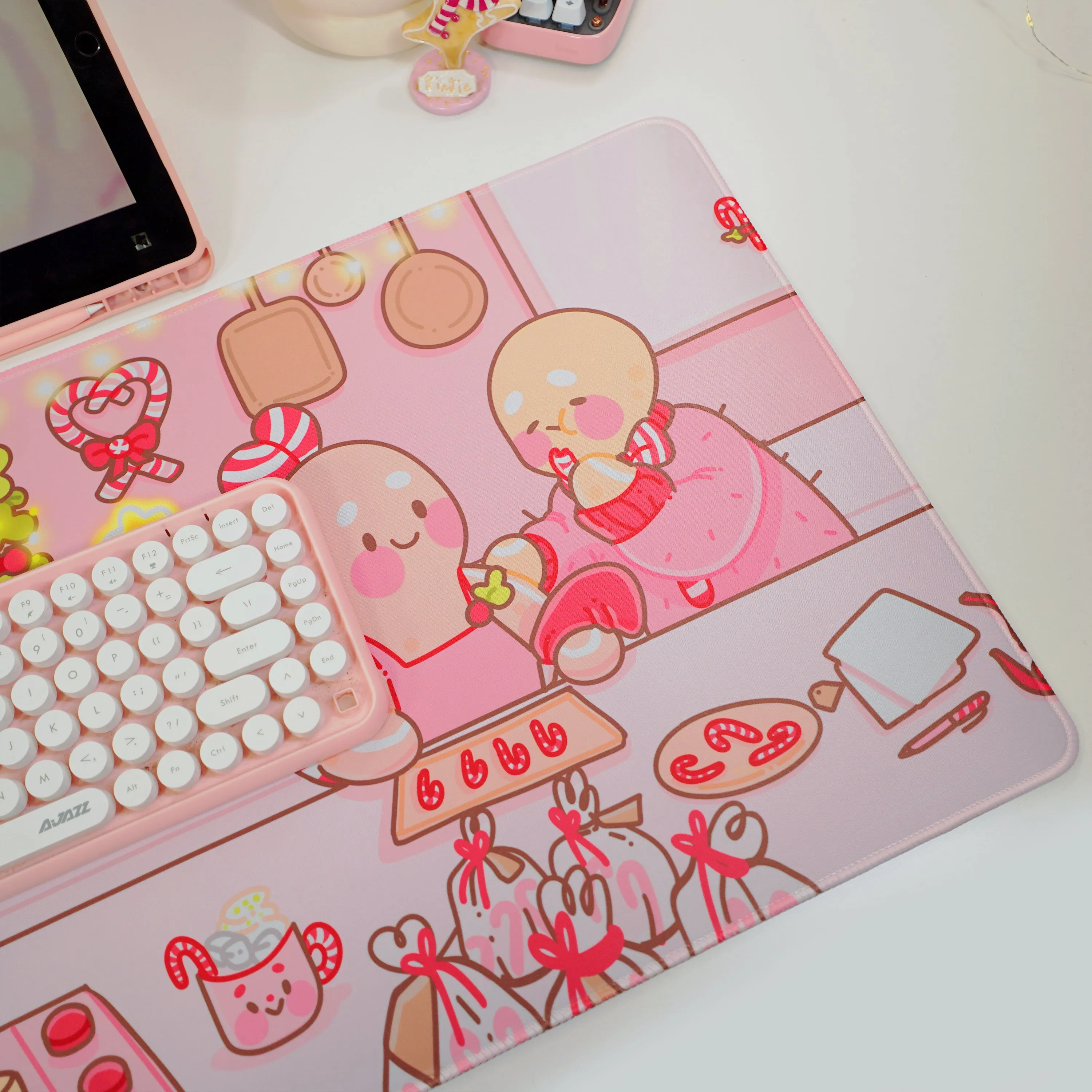 Gingerbread Christmas Desk Mat | Gingie & Spice Festive Mouse Pad | Holiday Desk Decor | Katnipp Studios Desk Mat