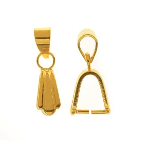 Gold Plated Brass Swinging 2-Part Pinch Bails For Pendants 19mm (2 Pieces)