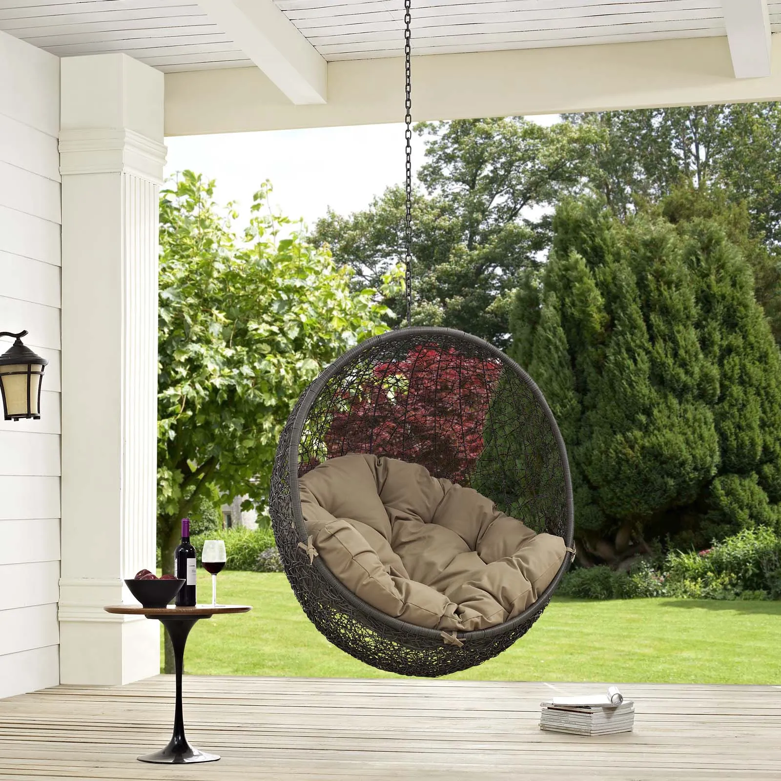 Hide Outdoor Patio Swing Chair Without Stand Gray Mocha EEI-2654-GRY-MOC