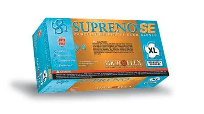 Microflex Medium Blue 9.6" Supreno SE 5 1/2 mil Nitrile Ambidextrous Non-Sterile Powder-Free Disposable Gloves With Textured Fingers Finish, Beaded Cuffs And Polymer Inner Coating (100 Each Per Box)