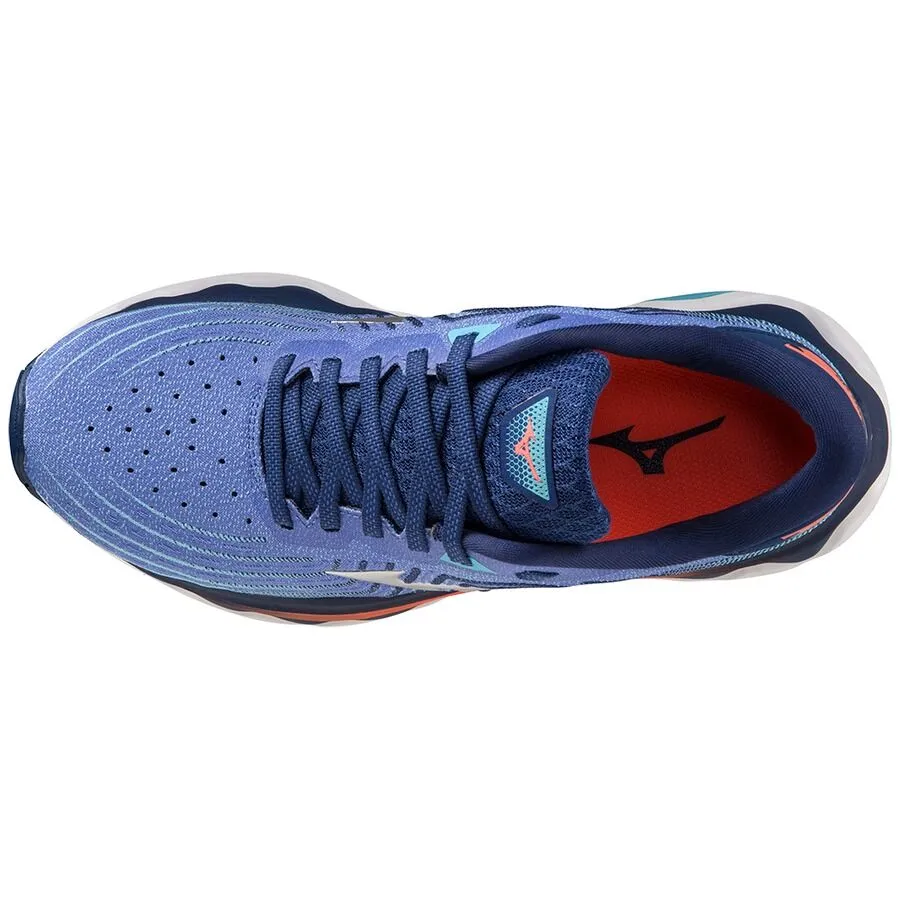 Mizuno Women's Wave Horizon 6 Running Shoes in Dazzling Blue/Silver/Neon Flame – Size 7.5