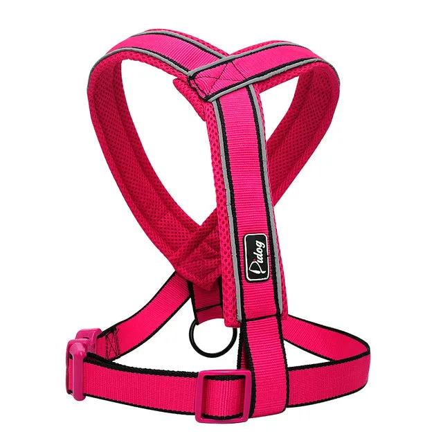 Nylon Reflective Soft Mesh Padded Dog Harness Vest For Medium Large Dog Pitbull Adjustable S M L XL 3 Colors Pink Green Blue