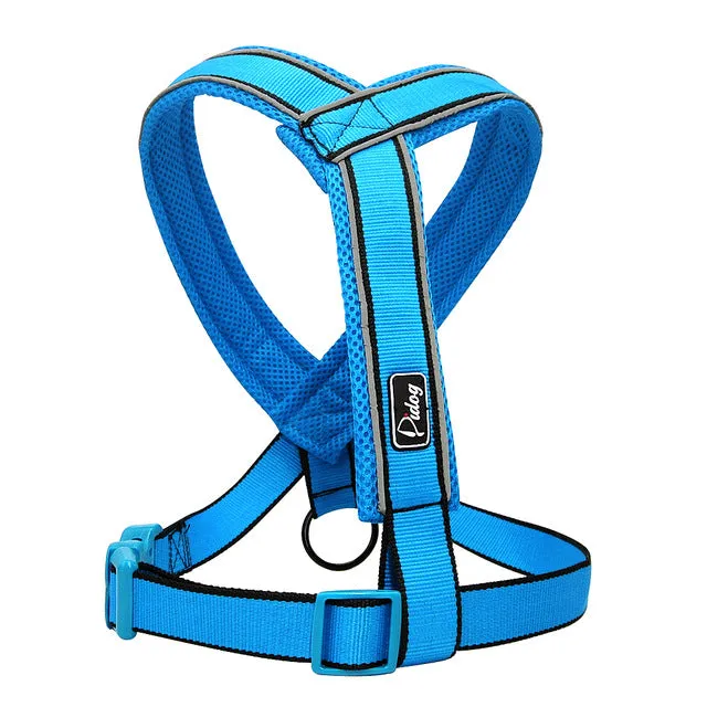 Nylon Reflective Soft Mesh Padded Dog Harness Vest For Medium Large Dog Pitbull Adjustable S M L XL 3 Colors Pink Green Blue