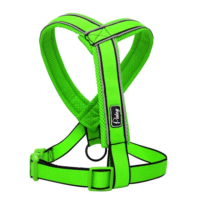 Nylon Reflective Soft Mesh Padded Dog Harness Vest For Medium Large Dog Pitbull Adjustable S M L XL 3 Colors Pink Green Blue