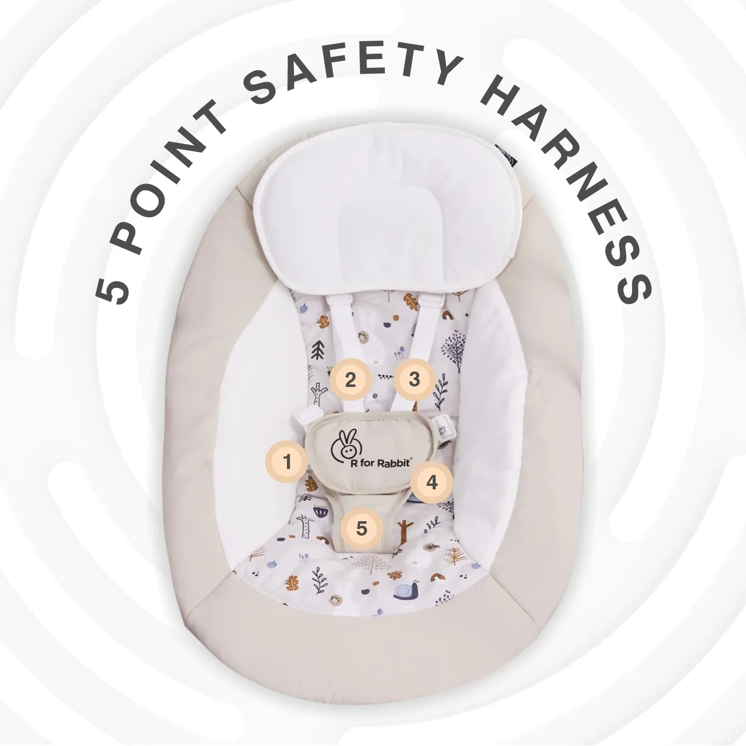 R for Rabbit Snicker The Playful Automatic Baby Swing with Hanging Toys and Remote Control Swing for Newborn Baby with 6 Month Warranty (Beige)