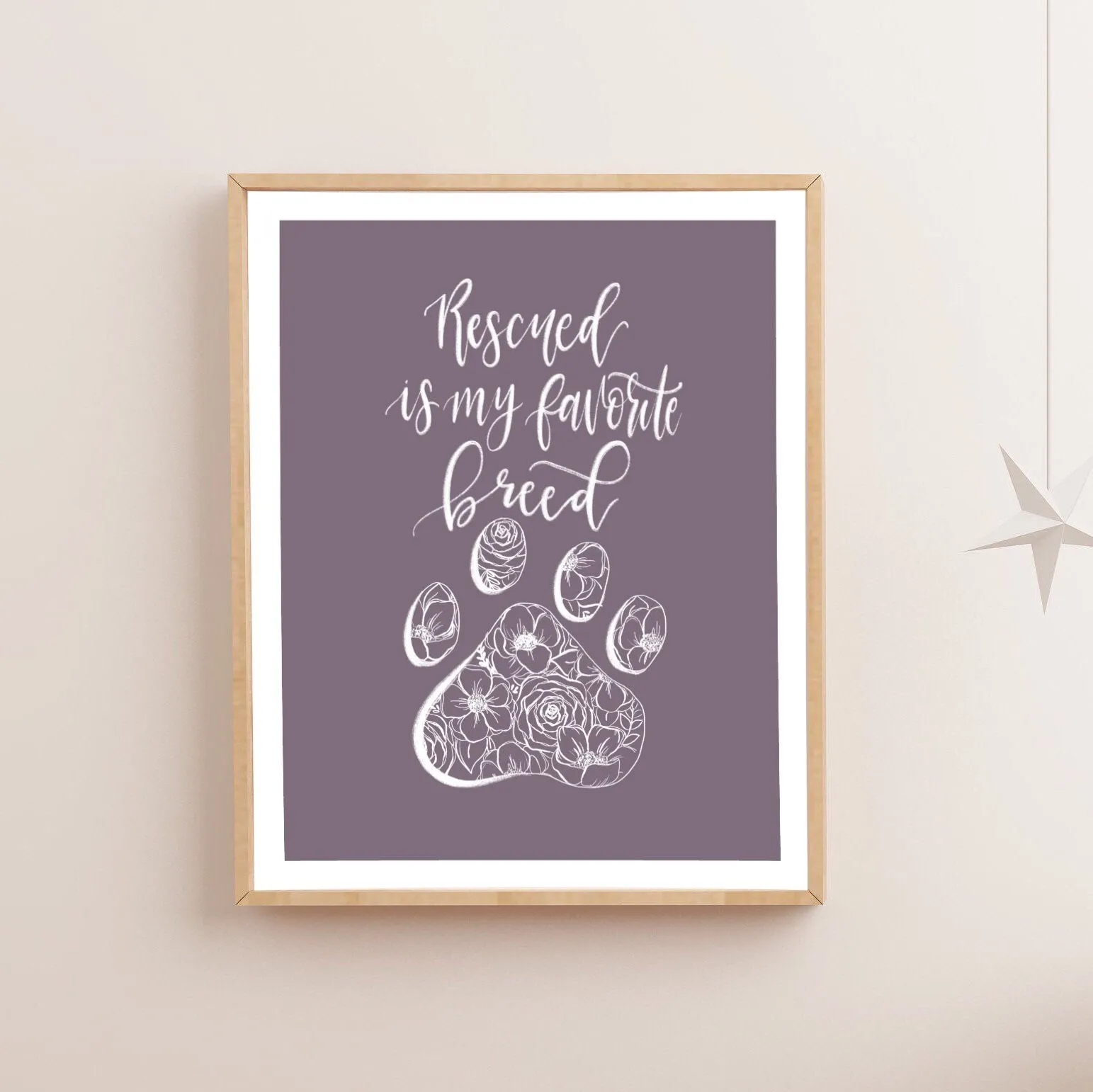 Sketched Floral Rescued Pet Art Print