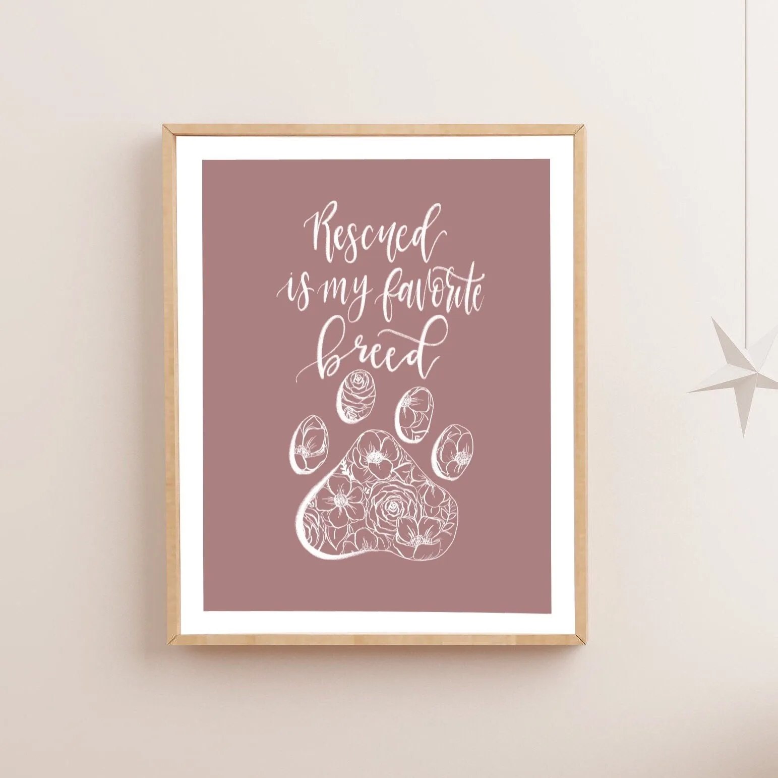 Sketched Floral Rescued Pet Art Print