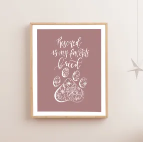 Sketched Floral Rescued Pet Art Print